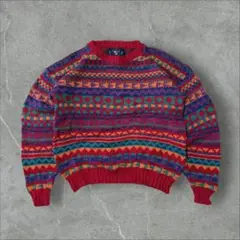 90s USA製AMEROCAN PORTRAITノルディックコットンニット