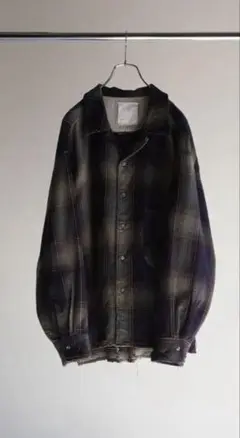 ANCELLM DAMAGED FLANNEL CHECK SHIRT
