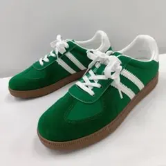 新品★レディース★22.5cm★ジャーマントレーナースニーカー 緑 3467