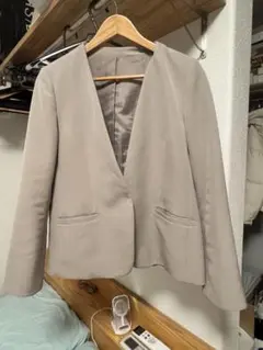 【中古】【格安】IKKA LOUNGE ノーカラージャケット ベージュ