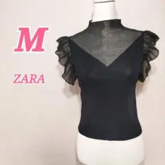 ZARA ブラック ノースリーブ トップス M　ニット　トップス　カットソー
