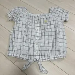 PINK_latte XS オフショルダー チェック柄 トップス150
