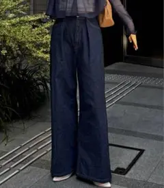 完売品　kastane スーパーワイドネップデニムパンツ　インディゴブルー