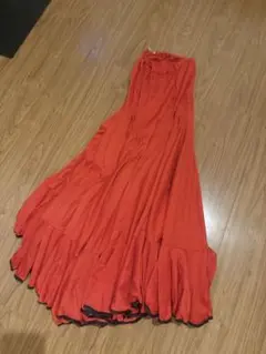 ☆スペインにて購入☆フラメンコファルダ　レッド　練習用　スカート