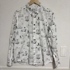 グラニフ　ぞうのBABAR　長袖　総柄　シャツ　メンズ　M ゾウ