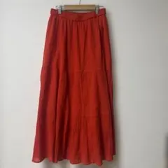 UNIQLO ユニクロ　ティアードフレアスカート M　オレンジ　美品