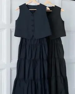 マーロンエノンフィバルーンティアードワンピース美品　ライトグレー 残りわずか】グログランケープワンピース | Dresses