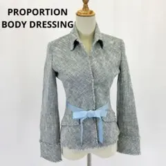 美品✨ プロポーションボディドレッシング ジャケット リボン付き M 水色