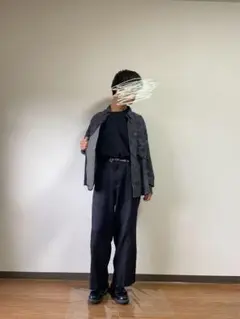 バンダナ柄 チャコールグレー 長袖シャツ