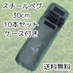 スチールペグ 10本セット 30CM ケース付き 鍛造 キャンプ テント2507