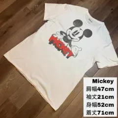 Disney Mickey ディズニー ミッキー コピーライト 公式白Tシャツ