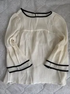 VIS バイカラーシアーブラウス ベージュ