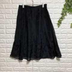 【ヒロタ株式会社】（3L）ひざ丈シアースカート ドレス 花柄 下地 ウ