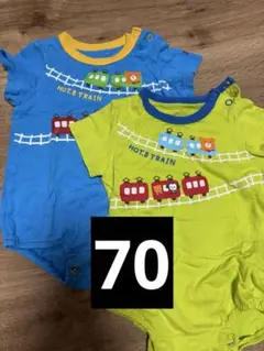 ミキハウス ホットビスケッツ ロンパース 2枚 70