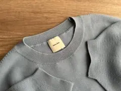 spick&span ストレッチボリュームスリーブニット　プルオーバー　ブルー