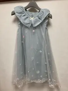 水色フリル襟ワンピース 120