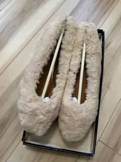 pupeファーパンプス　ホワイト　もこもこ