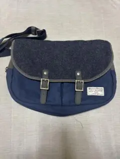 Harris Tweed ネイビー メッセンジャーバッグ