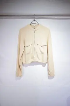 古着　リネンレーヨンショートジップジャケット　ビンテージ　90s 00s
