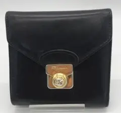KK082 サルバトーレフェラガモ 三つ折りコンパクト財布 黒色