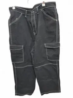 H&M DIVIDED ワイドカーゴパンツ 黒 ステッチ入り
