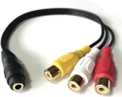 3.5mm メス 3RCA ケーブル 20cm 金メッキ仕上げ (赤 白 黄)