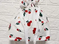 チェリー柄キルティング巾着バッグ ハンドメイド