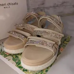 ツモリチサトウォーク サンダル ラインストーン LL 25.5cm