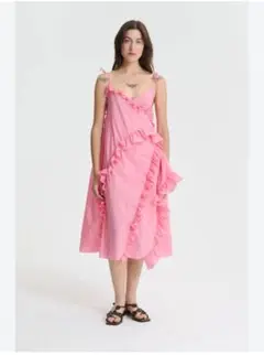 美品　ZARA　ピンク　フリル　ノースリーブ　ワンピース　Mサイズ　パーティ