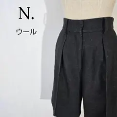【美品】エヌドット　ハーフパンツ ウール ショートパンツ ワイド タック 黒