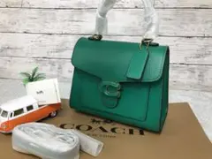 COACH☆グリーン2way ショルダーバッグ タビートップハンドル