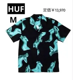 SALE中‼️HUF 総柄シャツ アロハシャツ ハフ M 黒 半袖