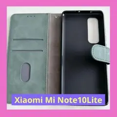 Xiaomi Mi Note10Liteケース 手帳型 画面保護フィルム付 緑