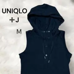 UNIQLO +J カットソー フード ノースリーブ【Ｍ】ブラック