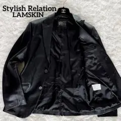 【Stylish Relation】ジャケット ラムレザー ブラック Lサイズ
