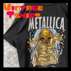 アメリカUSA古着半袖バンドtシャツメタリカヘヴィコットンL黒スカルハーレー風骨