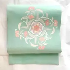 tana様専用★未使用品★正絹 塩瀬 爽やかミントグリーンの染めの名古屋帯