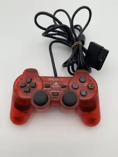 美品 PS2 プレステ2 DUALSHOCK2 コントローラー クリア レッド