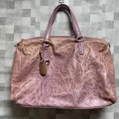 エトロ ETRO ペイズリー柄 型押し トートバッグ ピンク チャーム付き