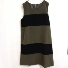 (新品)バイカラーノースリーブチュニックワンピースボーダー薄手 ひざ丈 M