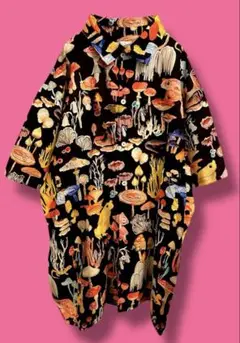 【レア柄】キノコとカエル　毒キノコ　XL 派手シャツ　ヴィンテージ