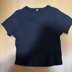 UNIQLO リブクロップドT ブラック 半袖Tシャツ M