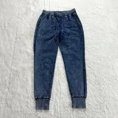 ☆【ジーユー】S 青 デニムスウェット ジョガーパンツ カジュアル ストレッチ