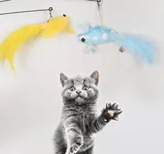 お買い得★ 面白い猫のおもちゃ 自然な鳥の羽猫 おもちゃ 猫じゃらし