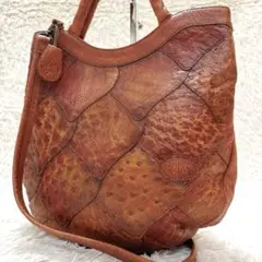 美品✨ IBIZA イビザ パッチワーク オーストリッチ ショルダーバッグ