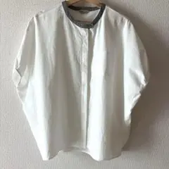 Samansa Mos2今季☆クールコットン柄アソートクレリック袖タックブラウス