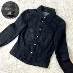 【美品】 グッチ ショートデニムジャケット 濃紺 シルバーボタン 正規品