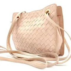 【美品】BOTTEGA ショルダーバック 斜め掛け イントレチャート ピンク