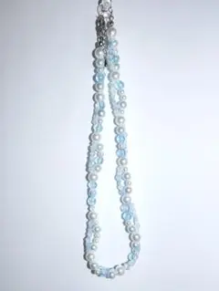 ‪ஐ‬おまけ付き‪ஐ‬ハンドメイド ビーズネックレス 水色 ブルー