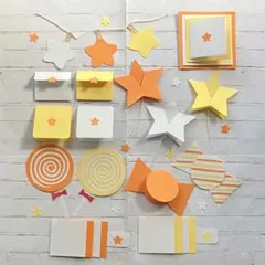 仕掛けアルバム　パーツ　オレンジ×黄色×白　星　キャンディー
